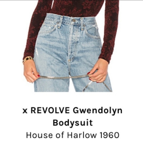 HOUSE OF HARLOW 1960 x REVOLVE Gwendolyn red burgundy bodysuit XL - Picture 4 of 10